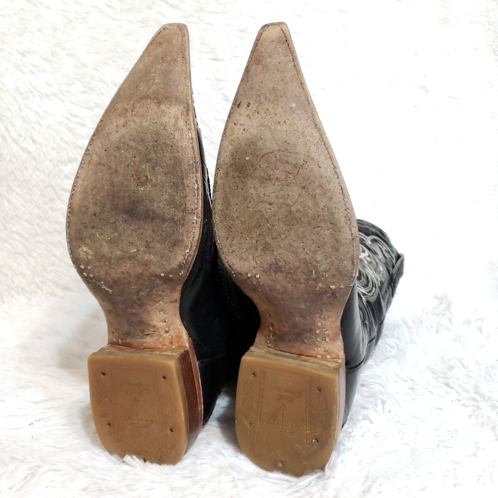 ❌TEMP NFS❌ GETTING RESTORED❌ DYE REFRESH ❌Pointed Black Stingray Western Boots - Picture 10 of 16